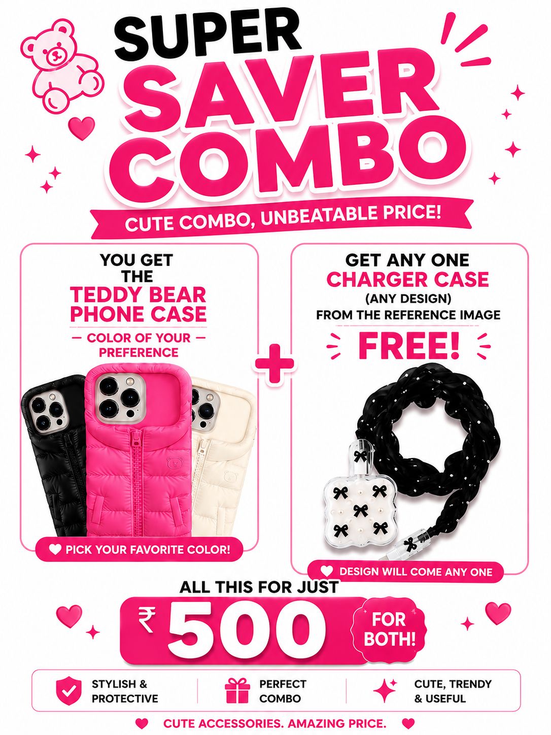 🧸Teddy Case + Charger Case❤️